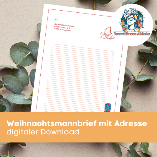 Brief an den Weihnachtsmann mit Adresse nach Himmelpfort - digitaler Download